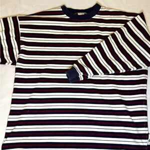 Structure Men's Long Sleeve Striped Shirt - Navy, Red, White